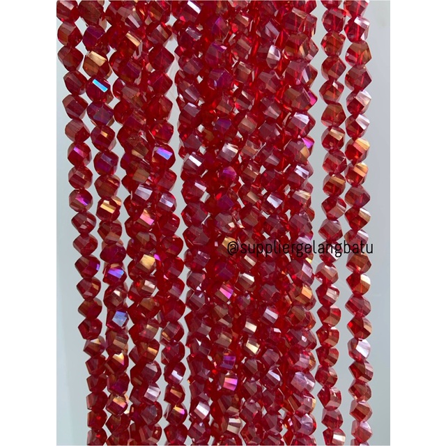 ceko faceted hexagon 8mm RED quartz metallic MERAH kuarsa metalik acc