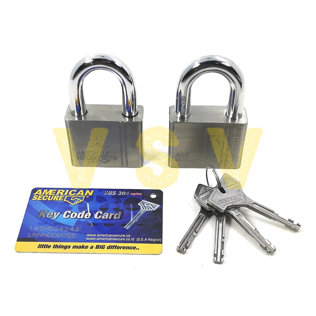 American Secure Gembok master key 50mm isi 2 / gembok rumah / gembok gudang