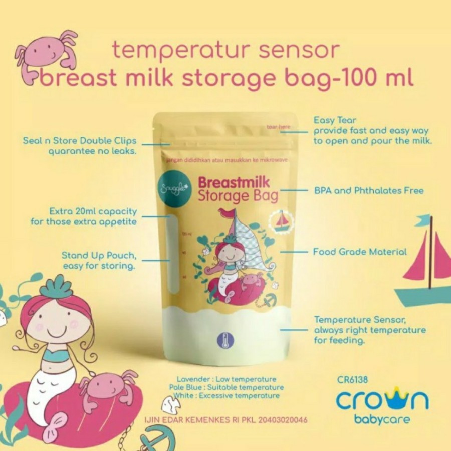 Crown Kantong Asi Sensor Panas 100ml - Breastmilk Storage