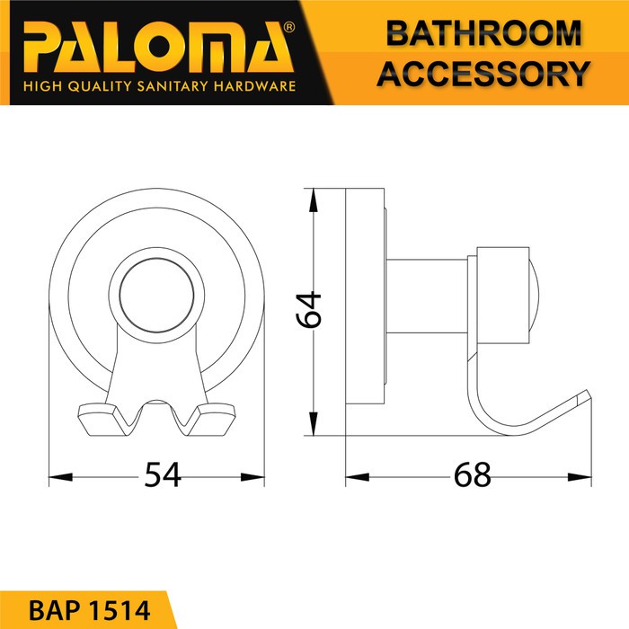 PALOMA BAP 1514 Kapstok Gantungan Baju Handuk Rak Hanger Mandi 2 Kait