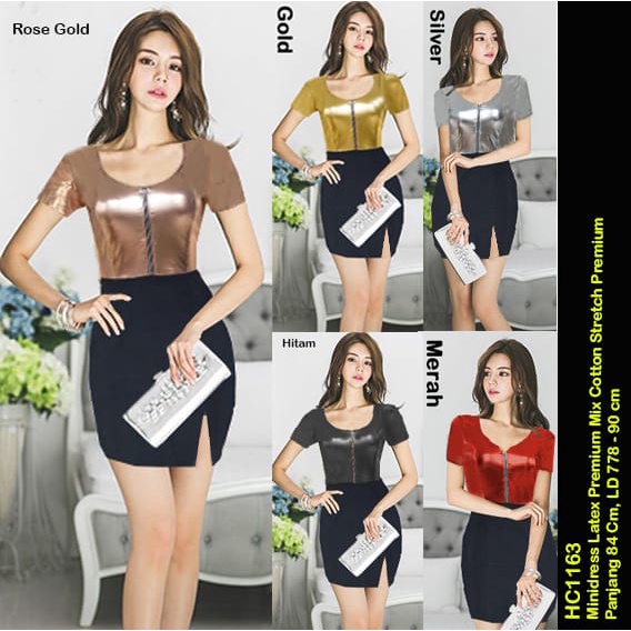 HC1163 Mini Dress Latex + Cotton Stretch / DressMini Seksi / Dress Mini Sexy / Mini Dress Korean