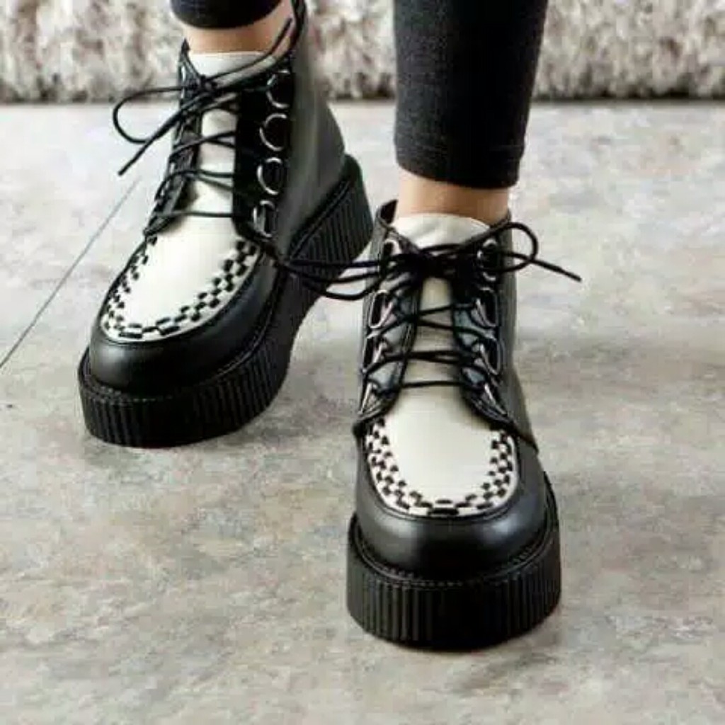 Sepatu Boots Harajuku Pria Low Kombinasi Double Sole Tinggi