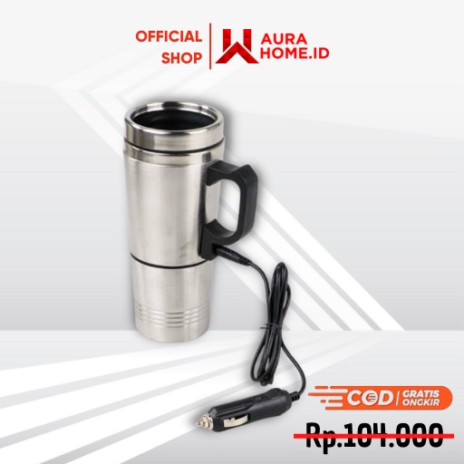 Gelas Pemanas Mobil Car Heating Cup Mug 12V 350+150ML Stainles Steel / Mug Teko Listrik Pemanas Air 