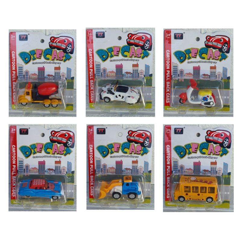 Mainan Mobil Mobilan Diecast Cartoon Pull Back Alloy Car