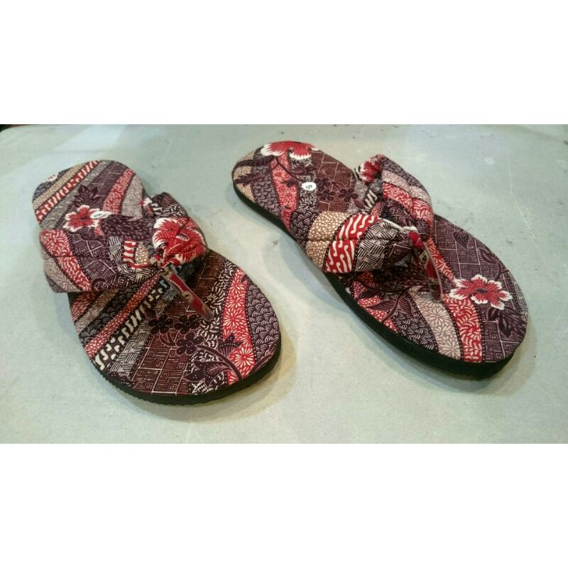 Sandal Unisex/Cowok/cewek/Japit kain/perca/Batik/hotel/motif/lucu/khas surabaya jawatimur/oleholeh