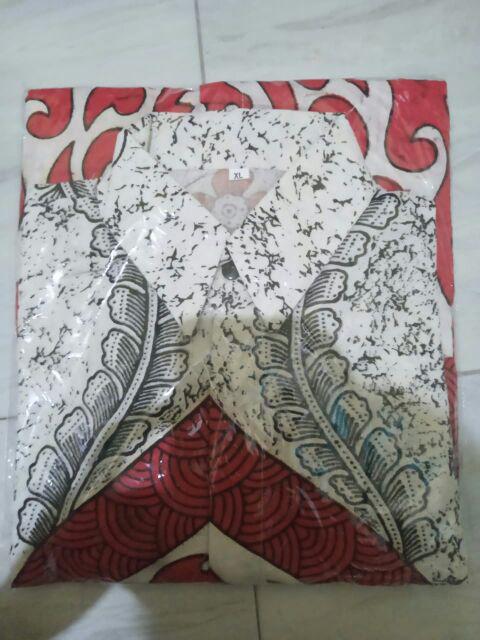 Kemeja Batik Pria Lengan Pendek Hem Atasan Batik Motif Perisai Seragam Murah Pekalongan M L Xl