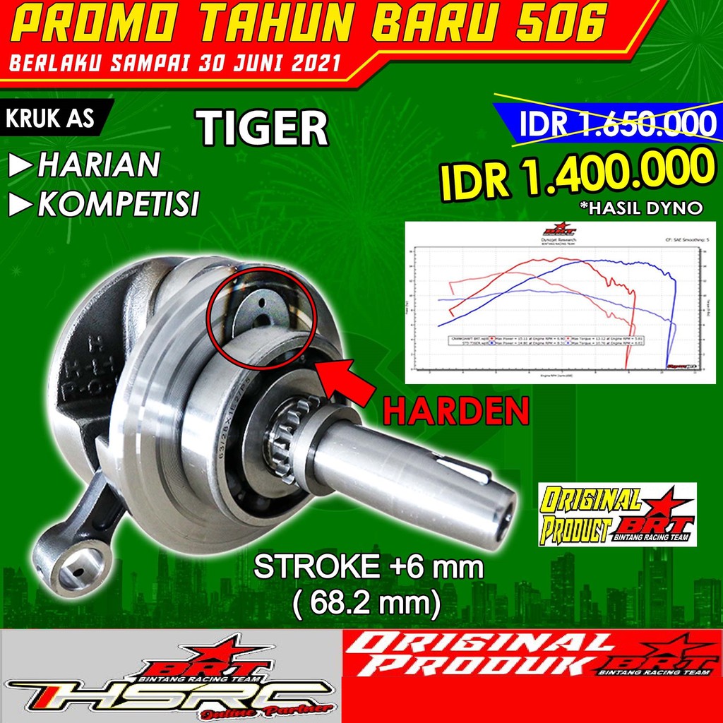 Kruk As Racing BRT HONDA TIGER As Kruk TIGER Bandul TIGER Racing Stroke Tambah 6mm Kruk As Trabas Gr
