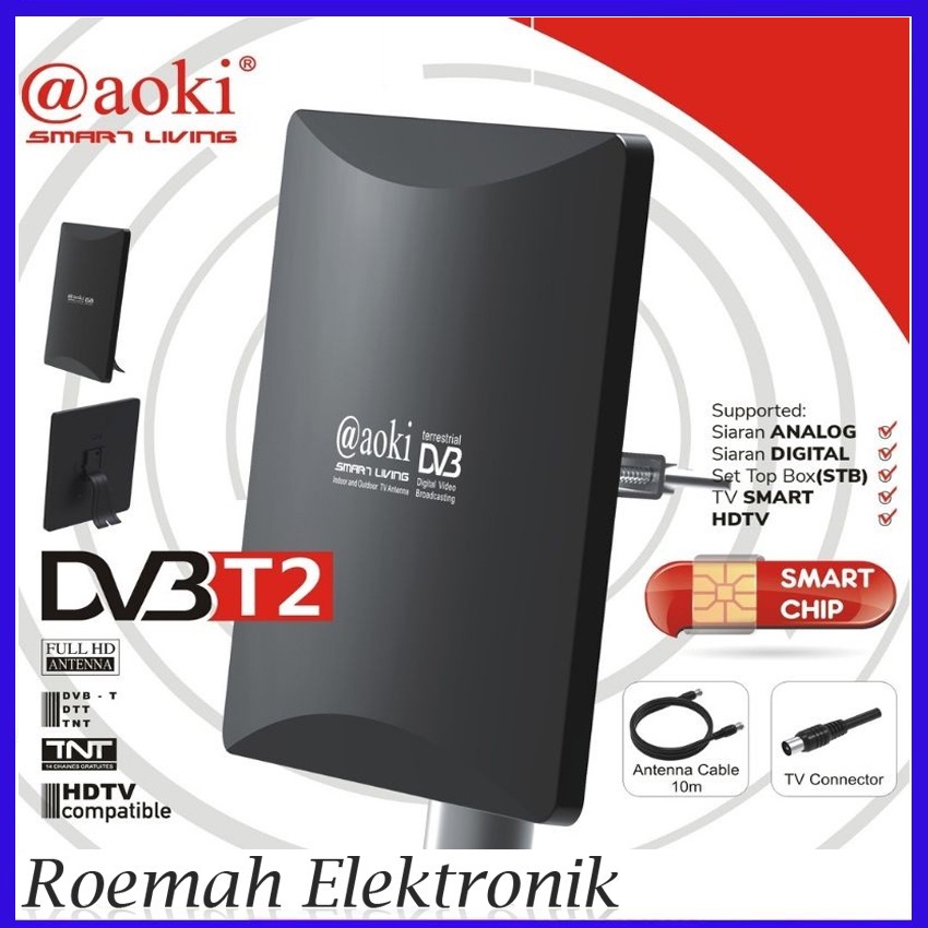 ANTENA TV INDOOR DIGITAL/ANALOG AOKI DV3-T2 AT-3000+ KABEL ANTENA 10 M