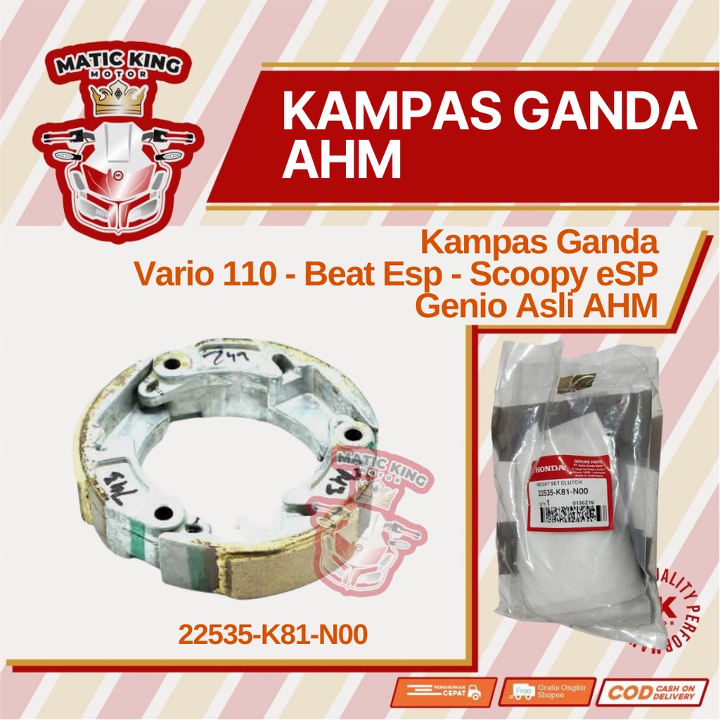 Kampas Ganda Kopling Honda Beat Scoopy ESP POP Genio asli AHM 22535-K81-N00