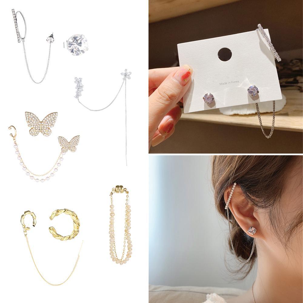 R-bunga Kupu-Kupu Klip Anting Pesta Mutiara Perhiasan Ear Clip