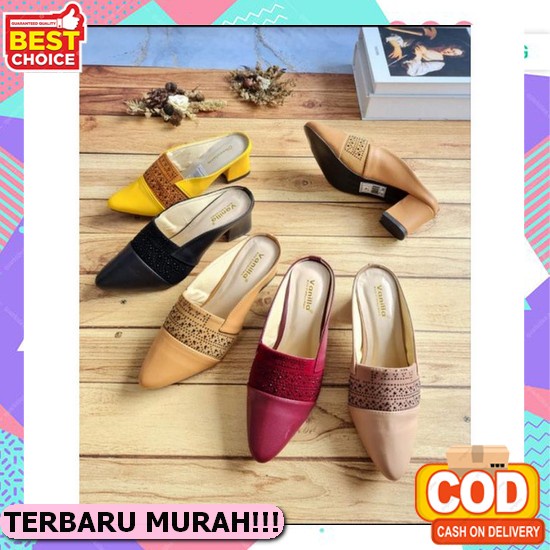 Sandal Hils Hak Kaca/Sandal Andin Mutiara Abbushoes Js 25  New Hak Tahu 5Cm Payet Presan