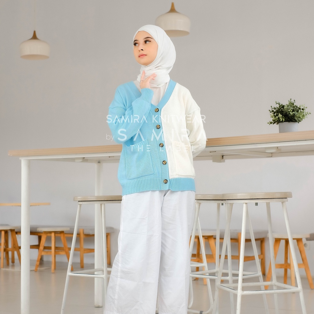 Camellia - Cardigan Rajut Wanita Two Tone Premium Tebal