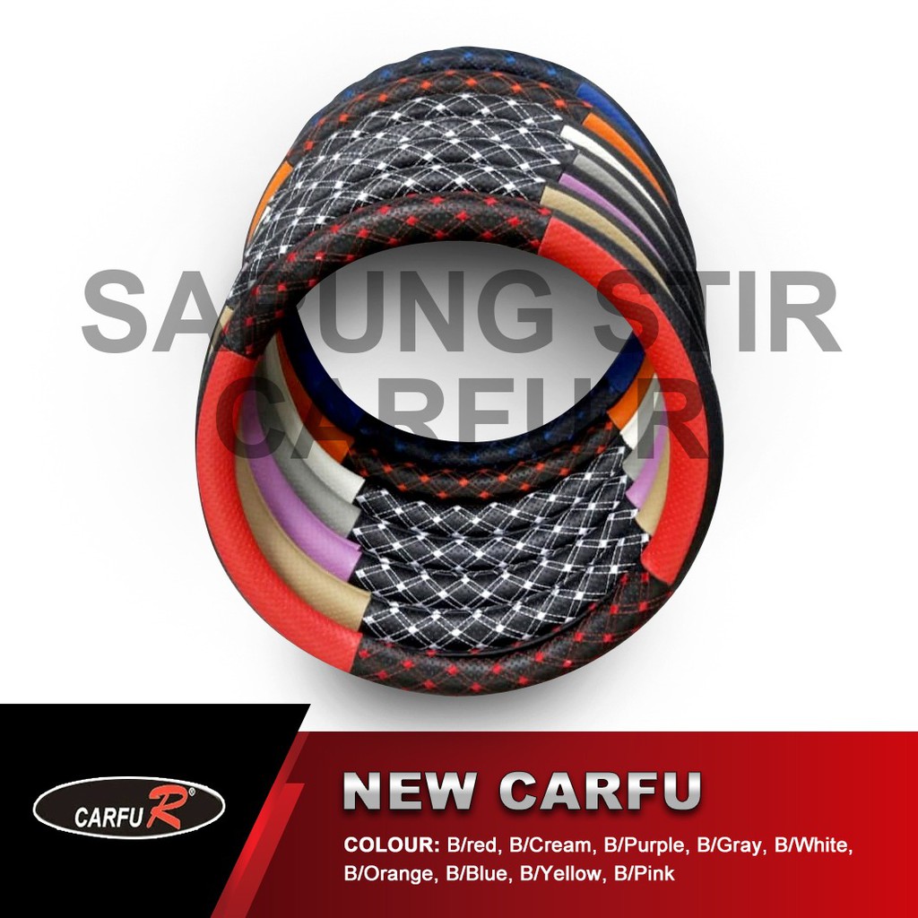 Cover Stir Mobil Sarung Stir Steering Wheel NEW CARFU Elegan Murah Bagus Berkualitas