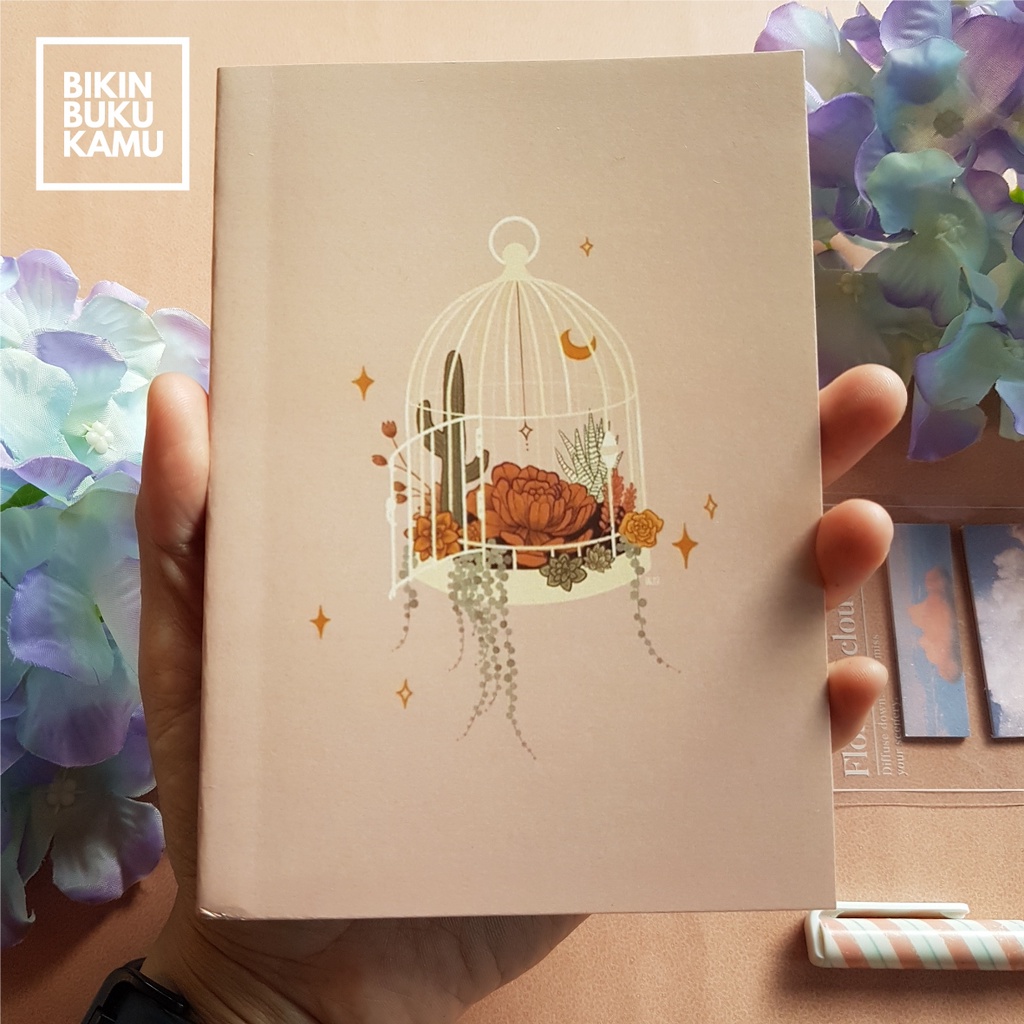 

[57gsm] A6 Notes Notebook Mini Saku Pocket Book Bookpaper Softcover Polos - Pink Cage Flower