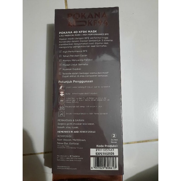Masker Pokana 4D KF94 (4 Ply) Hitam