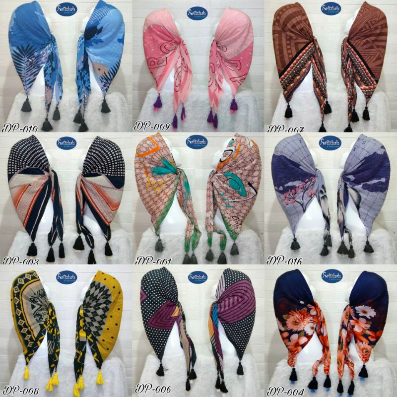 Segiempat Motif Plisket Tassel / Segiempat Denay KW Plisket / Segiempat Plisket Jambul