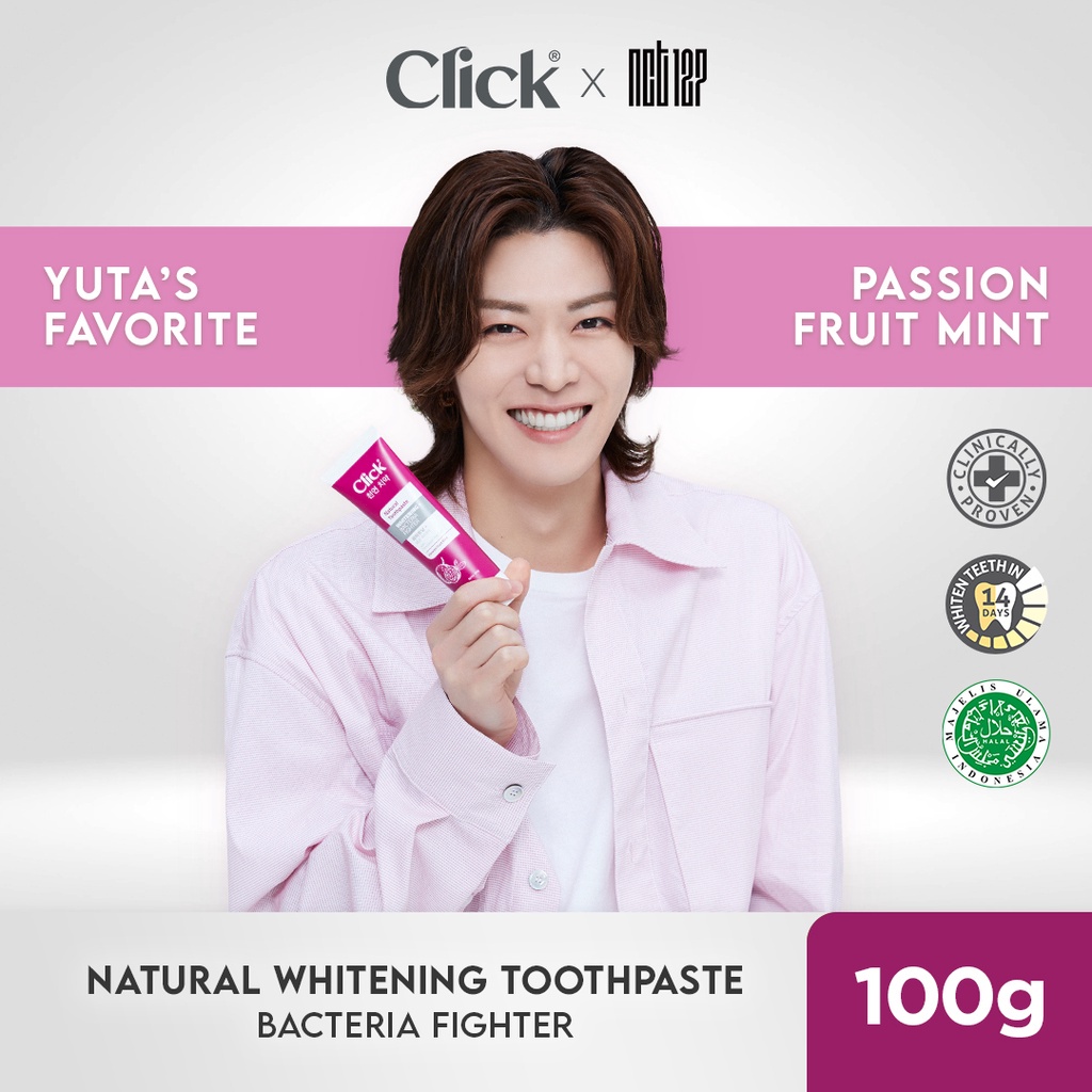 Pasta Gigi Odol Click NCT 127 Natural Toothpaste Whitening + Bacteria Fighter PASSION FRUIT MINT