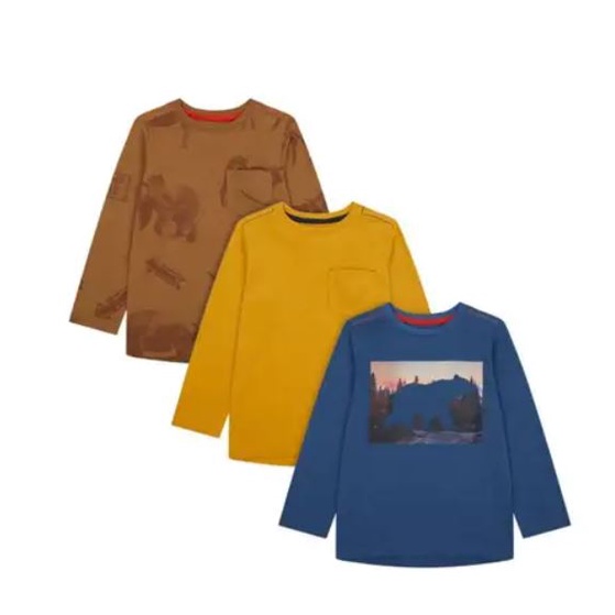 Mothercare Kids Original - Kaos Anak Lak-Laki Motif Beruang Isi 3 pcs