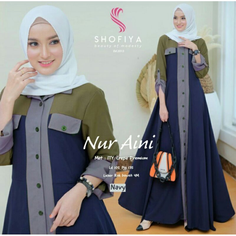 Nur Aini Ori Shofiya Hijab / Gamis Nuraini Shofiya / Gamis Original / Busana Muslim