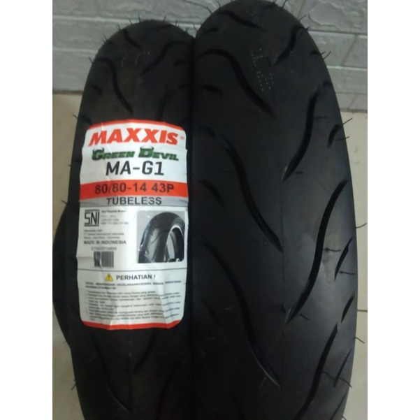 BAN TUBLESS MATIC MAXXIS GREEN DEVIL 80/80 .14  FREE PENTIL