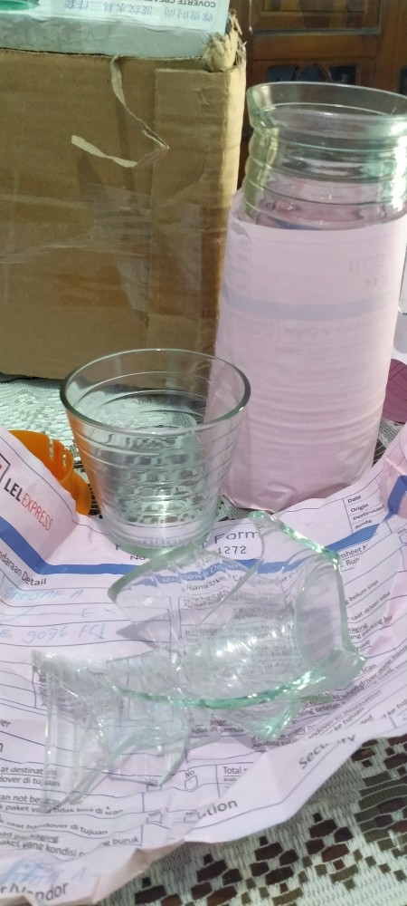 Teko Set Kaca Polos Gelas Kaca Gelas Minum 2 Gelas Beling