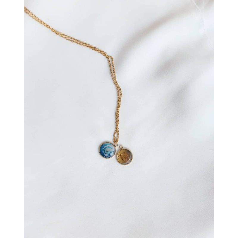 Lana | Aksara Jawa || Rere 2 pendant kalung initial dan ocean aksara Jawa "Ga" tidak berubah warna