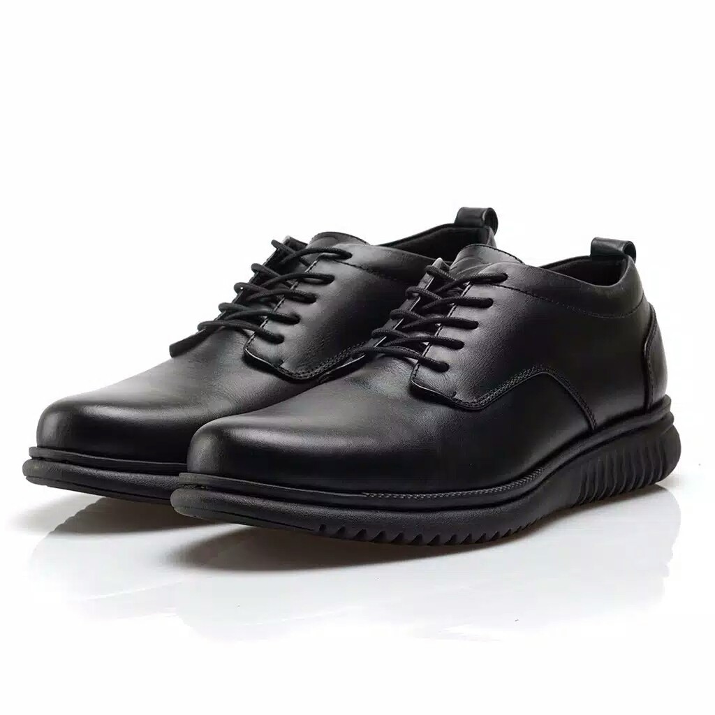 Hatta Black (Kulit Asli) - Sepatu Formal Pria Pantofel Kulit Asli Casual Kerja Kantor Tali Pantopel Pria Kasual Oxford - Pantofel Hitam Pria