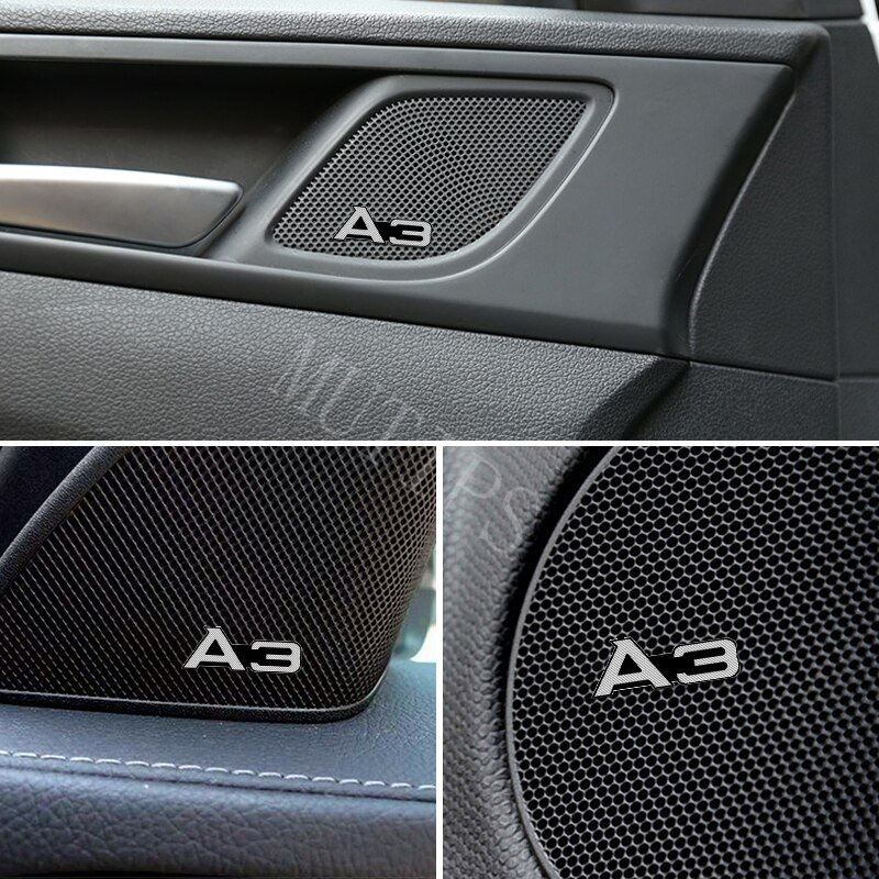 Audi 4Pcs Stiker Logo Mini Bahan Alloy Untuk Speaker Mobil A3 A4 A6 TT