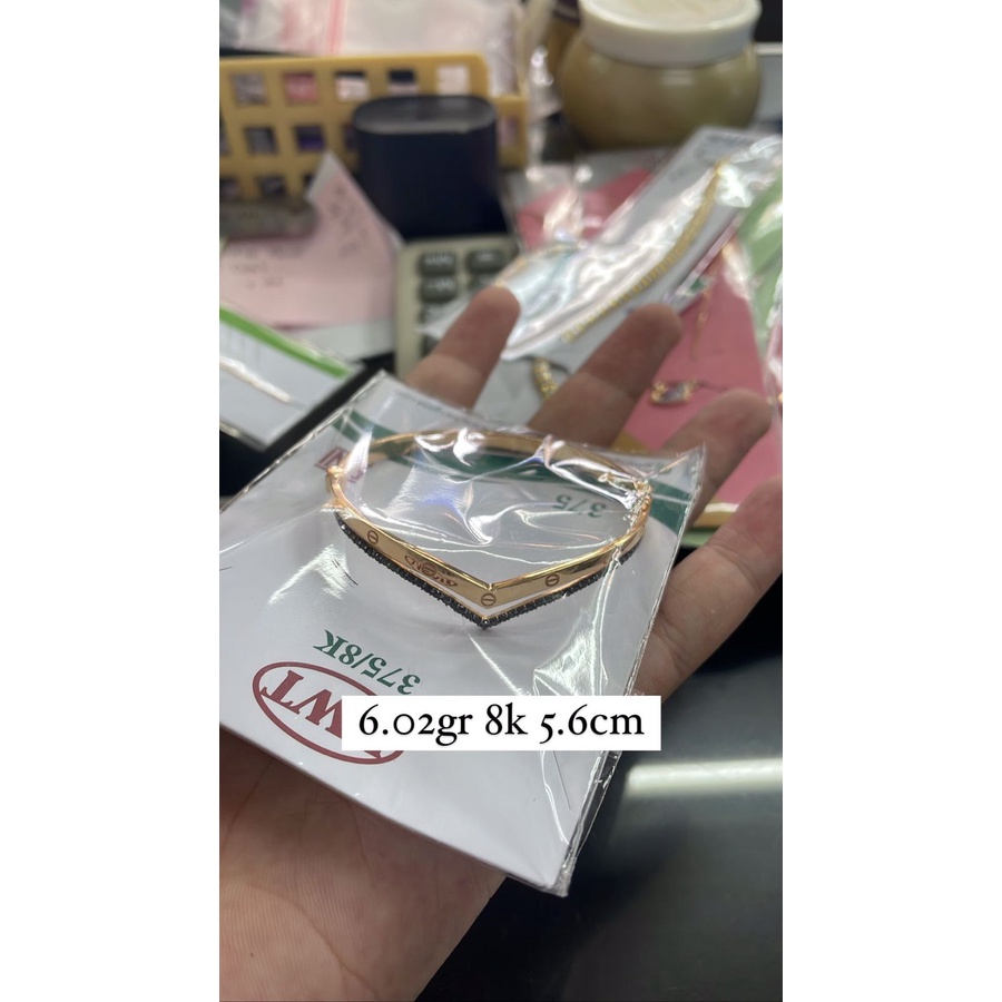 Gelang kadar 375/8k oval bangle mata hitam cartier fashion wanita