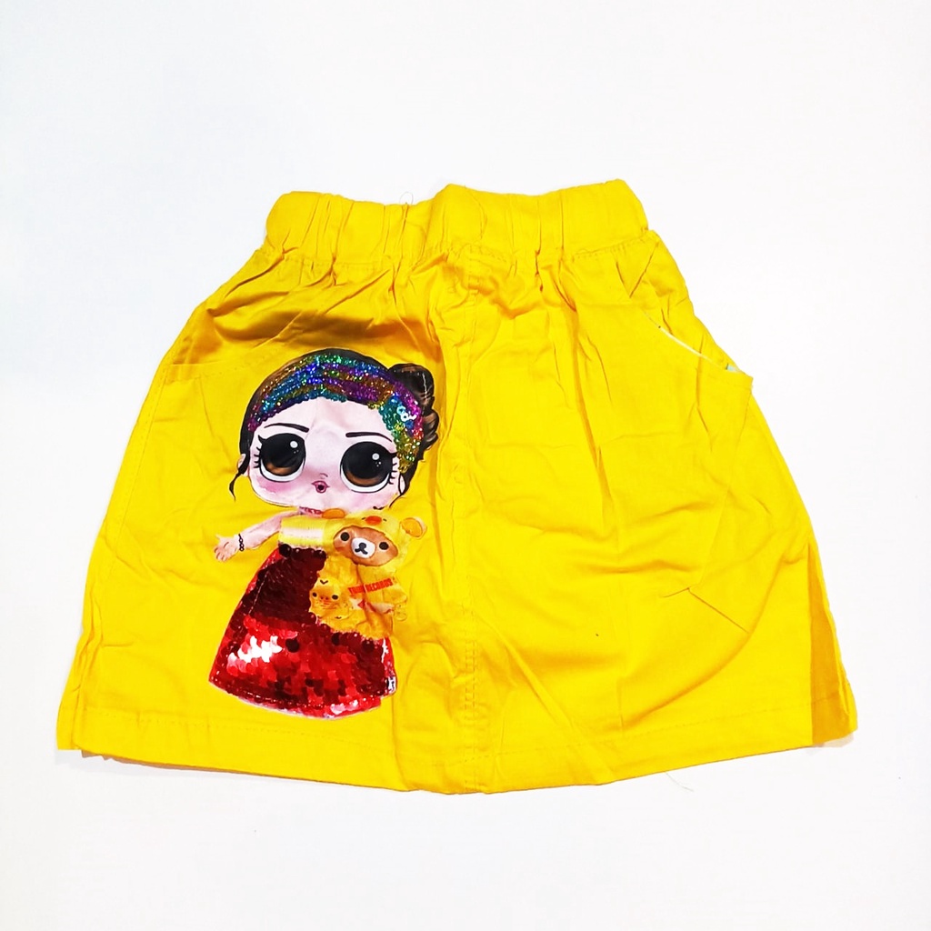 Rok anak LOL katun streach warna mustard 2-5 tahun