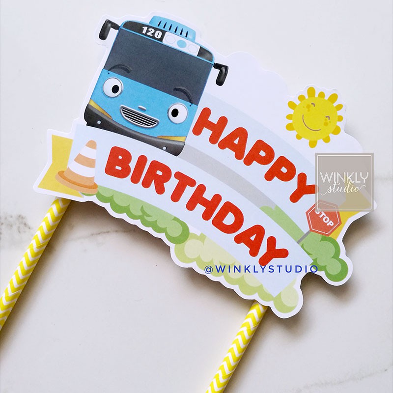 Big Cake Topper Tayo Ready / Tayo Little Bus Topper Kue Tart / Hiasan Kue Ulang Tahun Bis Tayo