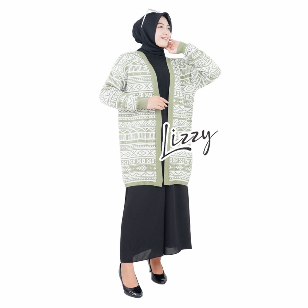 Lizzy - KNITWEAR CARDIGAN LONG ABSTRAK TRIBAL PREMIUM