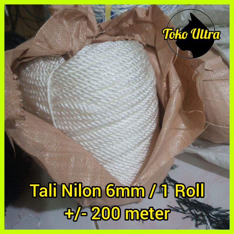 TALI NYLON 6MM (1 ROLL) TAMBANG NILON 6MM / TALI NILON PUTIH / TAMPAR 6MM / TALI NILON PUTIH / TAMPAR NYLON