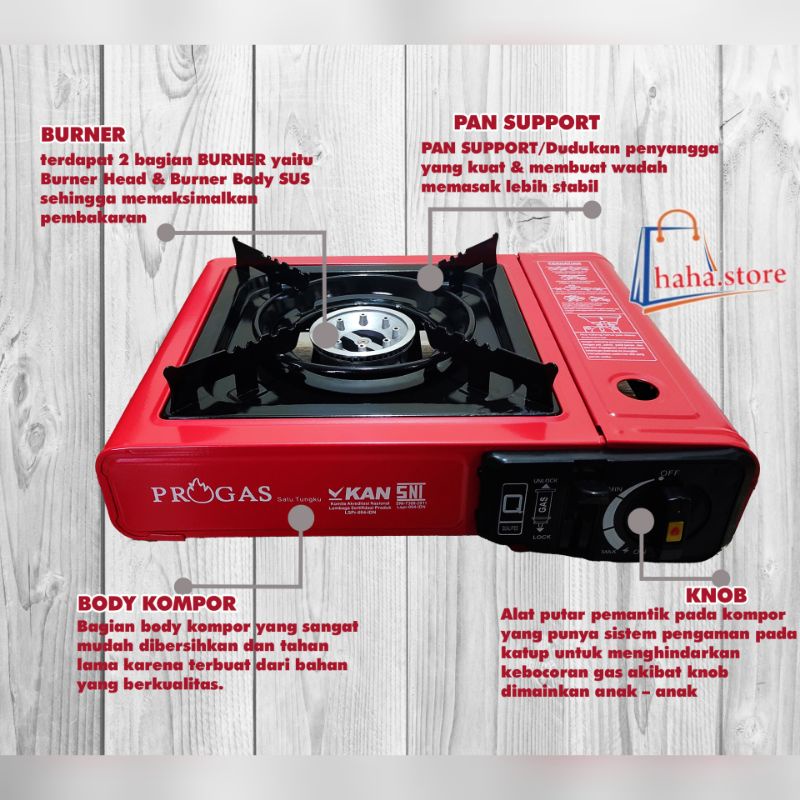 Kompor Portable Progas 2in1 - Kompor 1 Tungku Progas - Kompor Progas - Kompor Portable 2in1 - Kompor Portabel - Kompor Gas