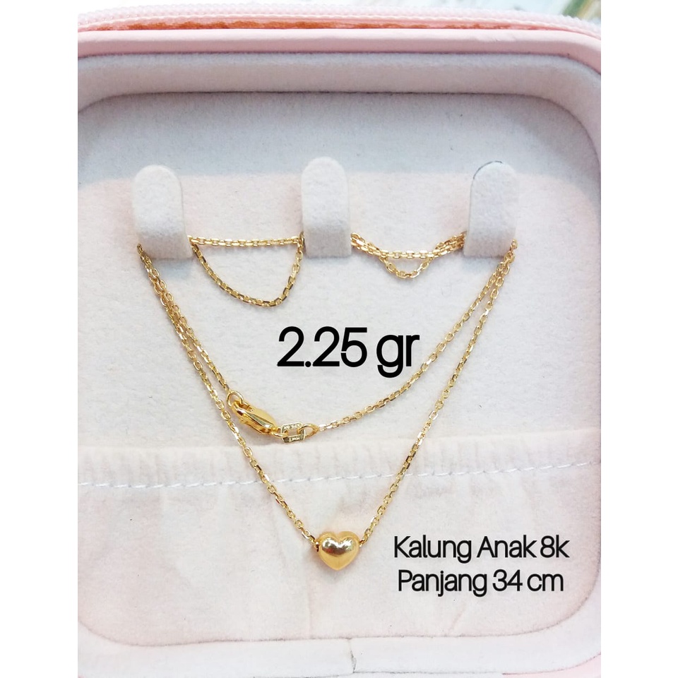 KALUNG ANAK LOVE EMAS ASLI HWT GOLD FASHION SIMPLE ELEGAN RINGAN KADAR 375/8k