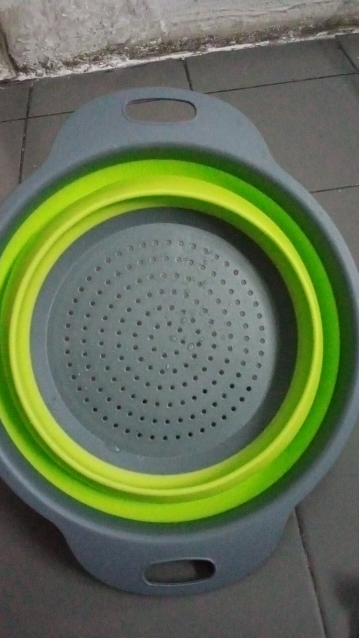 Hdp25 Baskom Lipat Tempat Cuci & Peniris Beras, Buah Dan Sayuran Foldable Elastis Minimalis