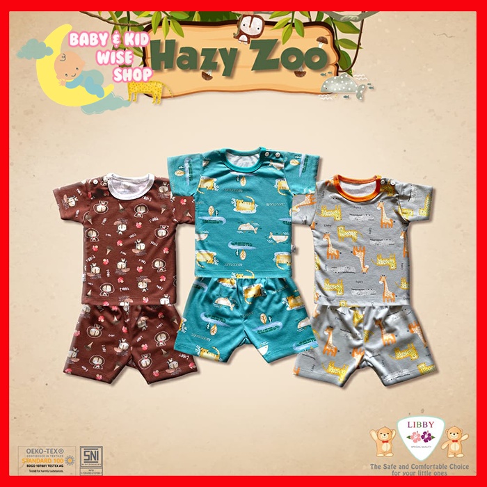 Libby Baby Setelan Kancing Pundak Oblong Pendek 3 Pcs