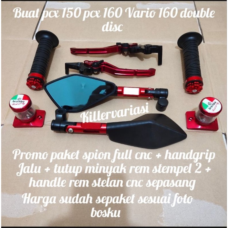 Promo paket handle rem pcx 150 pcx 160 Vario 160 promo handle rem + spion Tomok full cnc + tutup minyak rem stempel 2 + handgrip Jalu sesuai foto