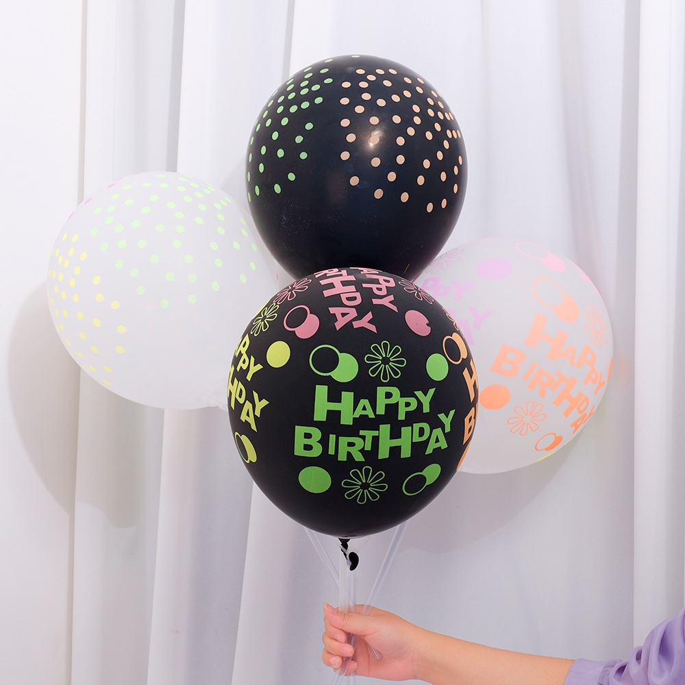 10pcs Balon Neon Polkadot Luminous 12 &quot;Reusable Untuk Dekorasi Pesta Ulang Tahun / Pernikahan