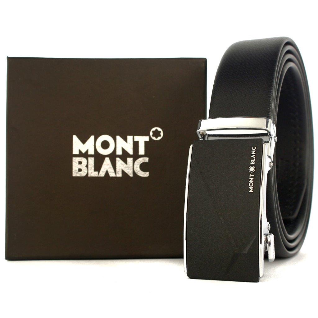 PROMO FREE ONGKIR GOJEK READY GESPER IKAT PINGGANG KULIT PRIA REL OTOMATIS | MONTBLANC REL BLACK CMP