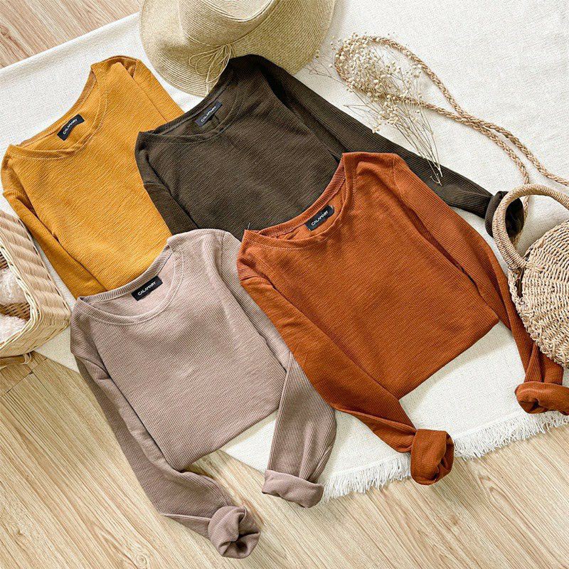 Qiran Waffle Top Basic / Atasan Kaos Lengan Panjang Wanita /Atasan Muslim / Rajut