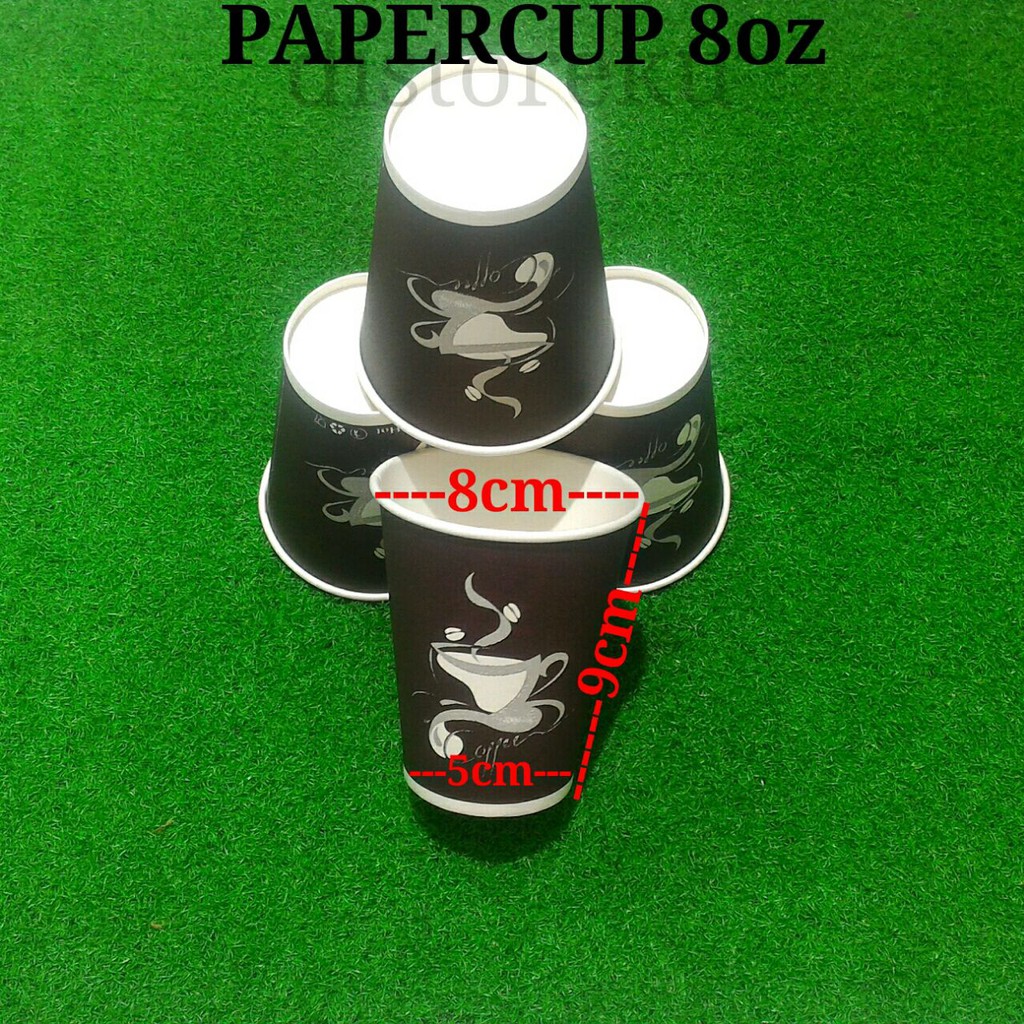 50pcs PAKETAN Gelas Kertas Foam Paper Cup 8oz Motif Hot Coffe Kopi Teh Panas