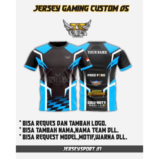 Jersey Gaming Custom Desain Ml,FF,PUBG