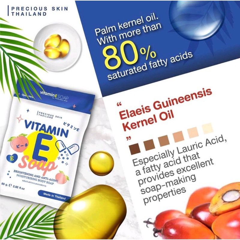 Precious Skin Vitamin E Peach Brightening Body Soap 80g / Sabun Pemutih Badan | Sabun Vit E 80g