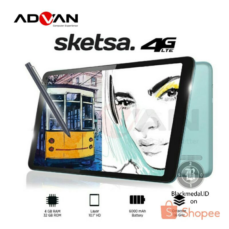 Tablet Advan 10 Inch Sketsa Ram 4 GB Octa Core G-Sensor