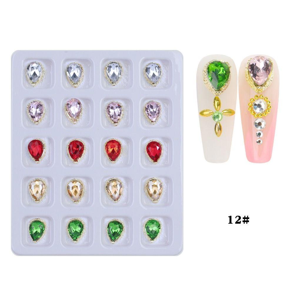 Augustina Nail Art Charms Bersinar 20kisi Jantung Kupu-Kupu Kuku Salon DIY Bahan Kuku Nail Rhinestones