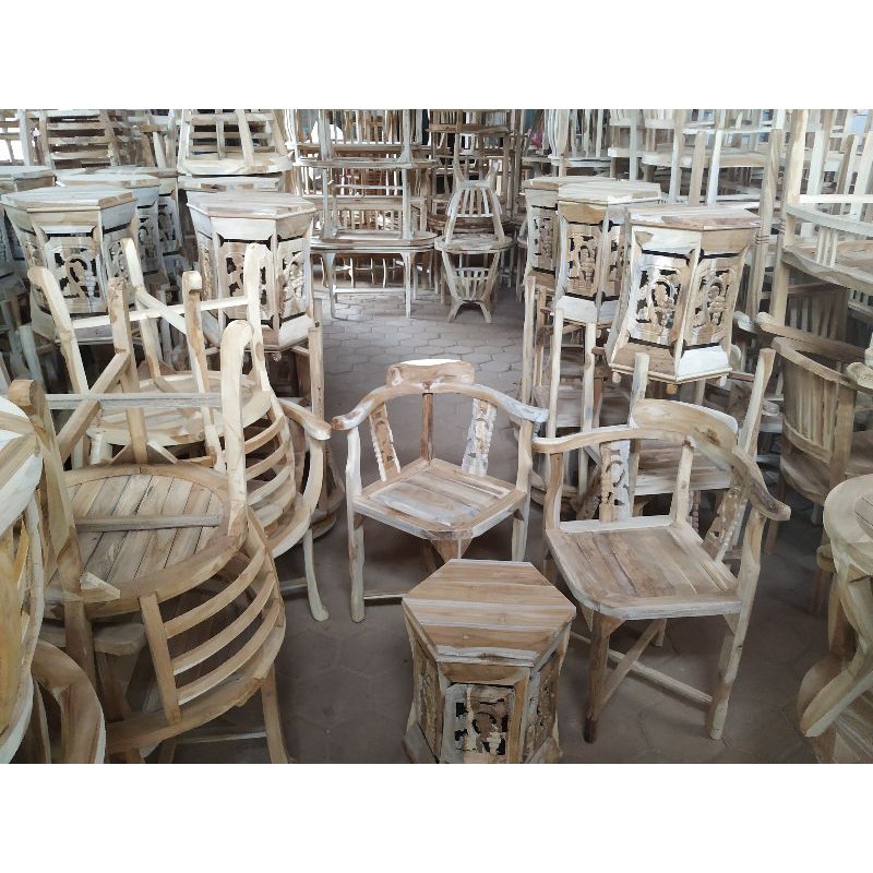 kursi teras anggur jati mentah