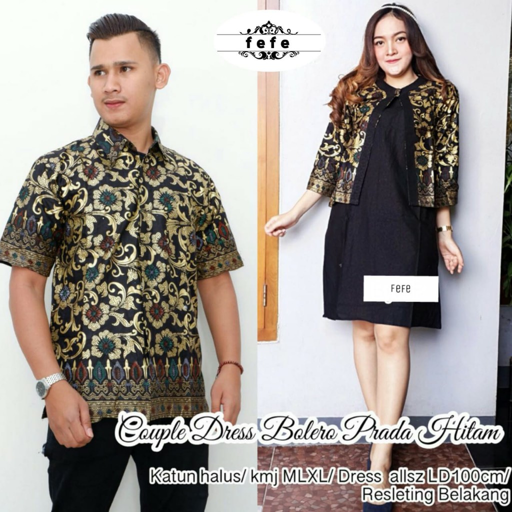 BAJU BATIK COUPLE MODEL DRESS BOLERO PRADA TERBARU