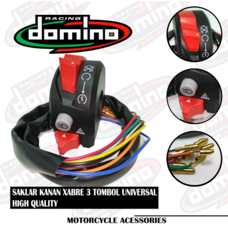 Saklar Domino kanan X KTC 3 tombol: Lampu on off, Starter, Lampu tembak & hazard