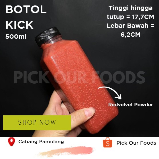 PAKET HEMAT  Botol Kick Square 500 ml (Kotak) / Botol Plastik 500ml SUPER TEBAL PET